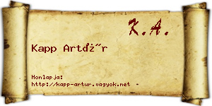 Kapp Artúr névjegykártya